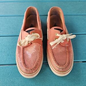 Sperry's Coral/Pink Sequins Boat Shoes Women's Size 7.5